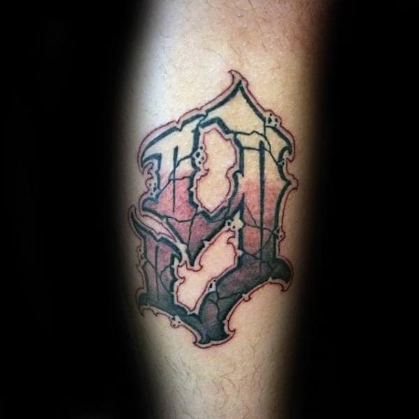 Number 9 Mens Leg Calf Tattoo