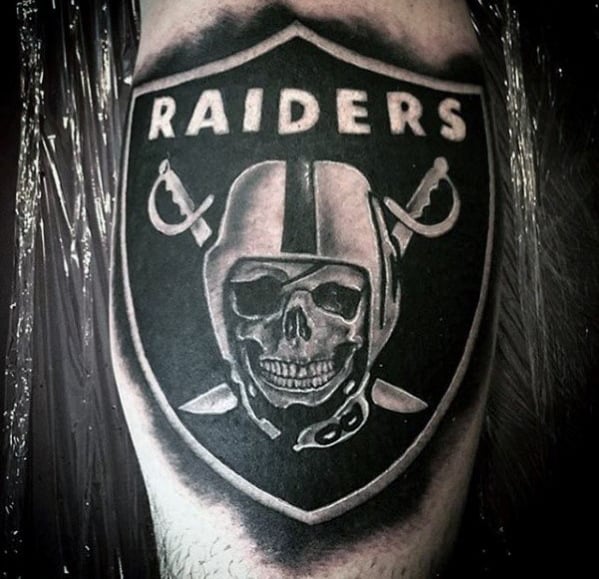 Oakland Raiders Nfl Logo Mens Leg Calf Tattoos