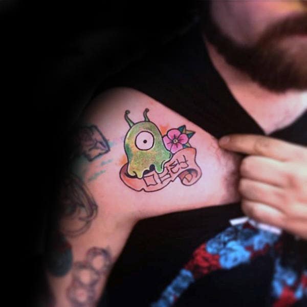 Obey Futurama Mens Shoulder Tattoos