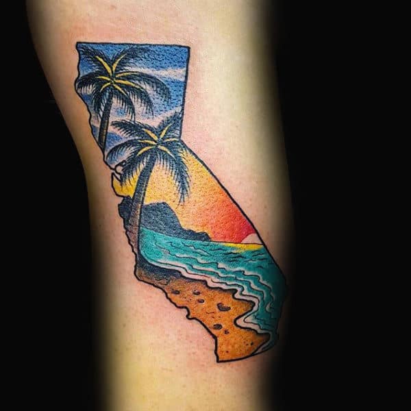 Ocean Beach Guys Arm California State Tattoo