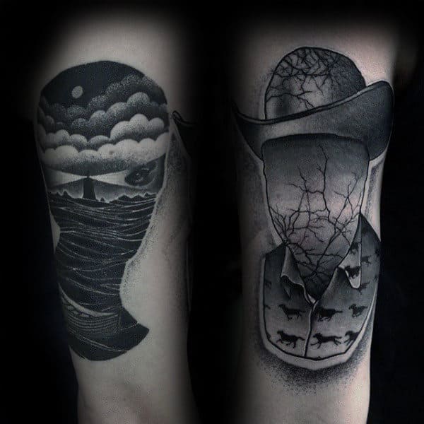 Ocean Lighthouse Mens Unique Thigh Tattoos