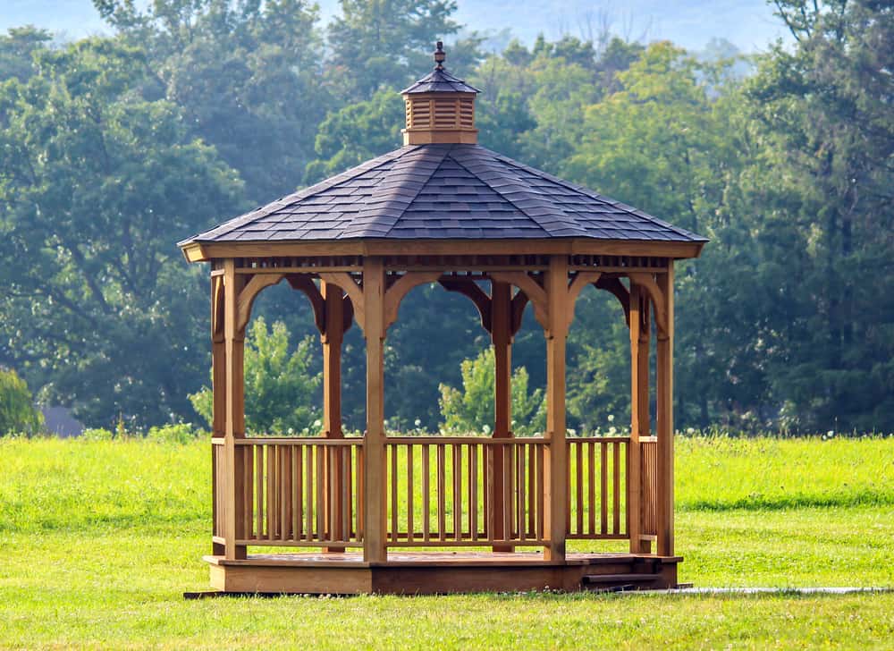small wood octagon gazebo ideas tile roof