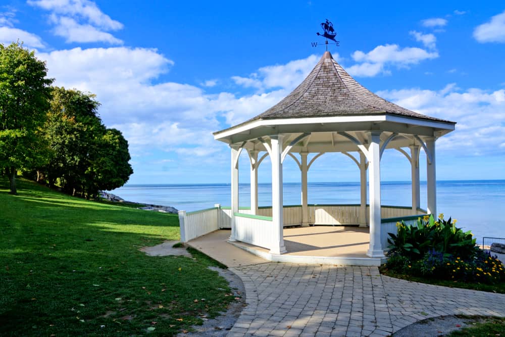 small seaside white wood octagon gazebo