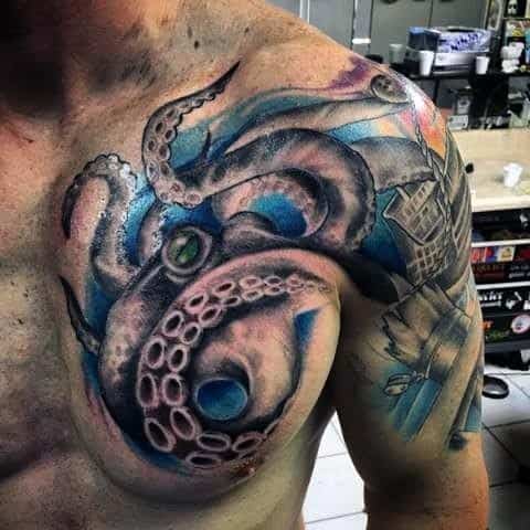 Octopus Guys Ship Wreck Cool Arm Tattoo