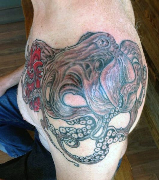 Octopus Tattoos For Men On Shoulder Blade