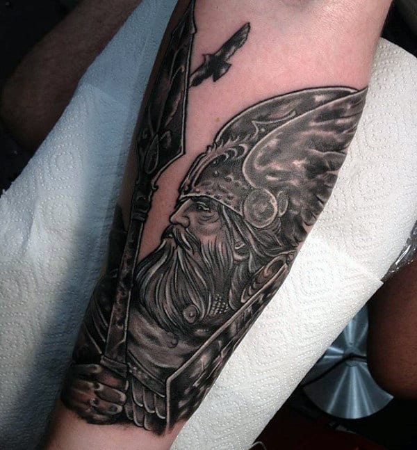 Odin Male Inner Forearm Tatoos