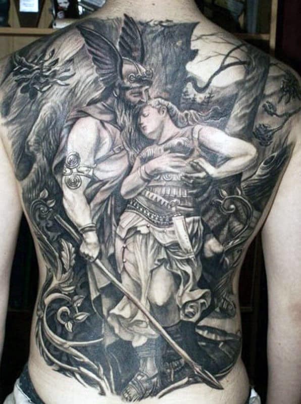 Odin Mens Full Back Tattoo Design Ideas