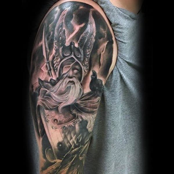 Odin Norse God Mens Half Sleeve Tattoo