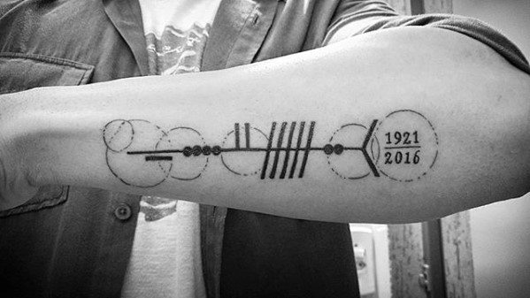 Ogham Geometric Tattoo Ideas For Males On Outer Forearm