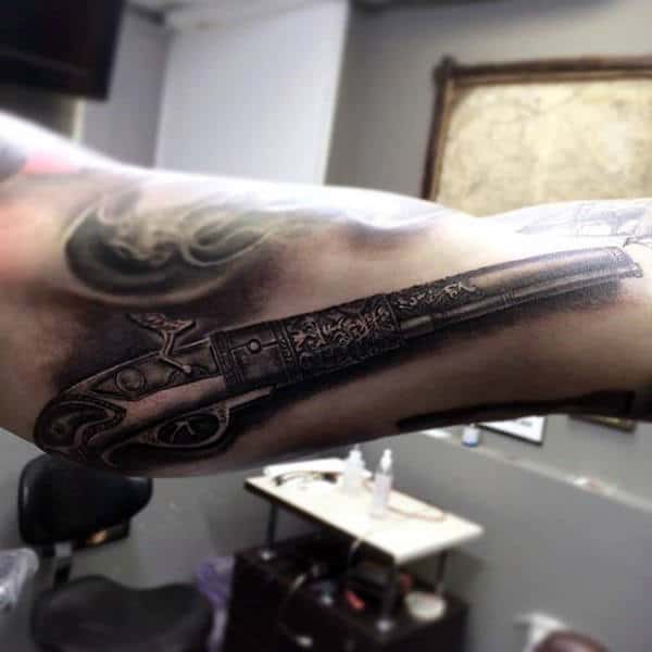 Old Gun Tattoos For Men On Bicep