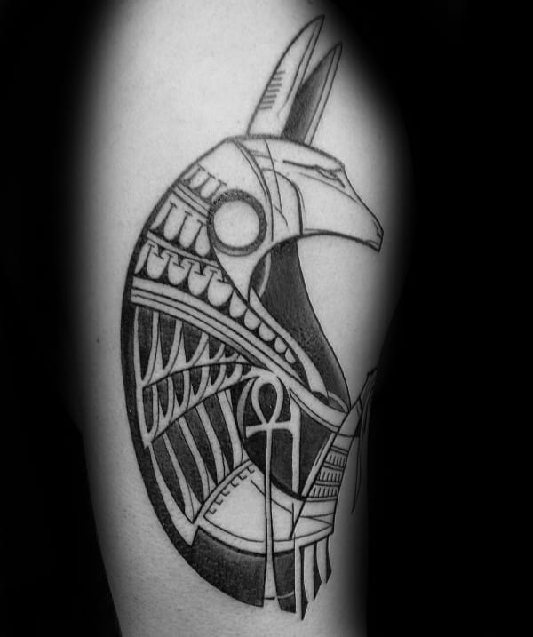 Old School Anubis Mens Arm Tattoo Ideas