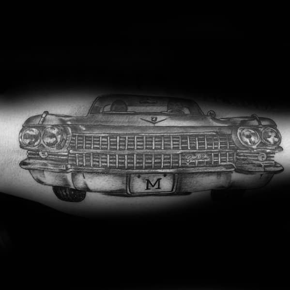 Old School Cadillac Male Forearm Tattoo