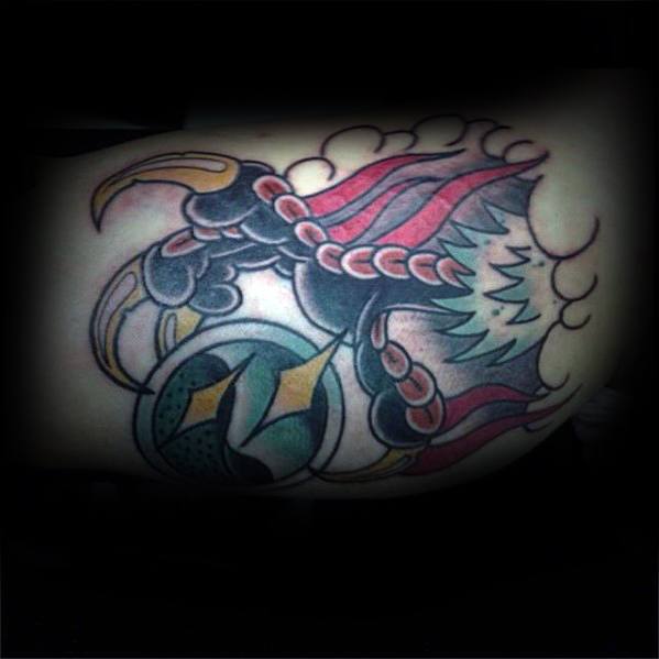 Old School Claw Bicep Crystal Ball Tattoo Design Ideas For Males