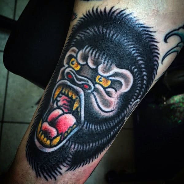 Old School Gorilla Mens Tattoo Ideas