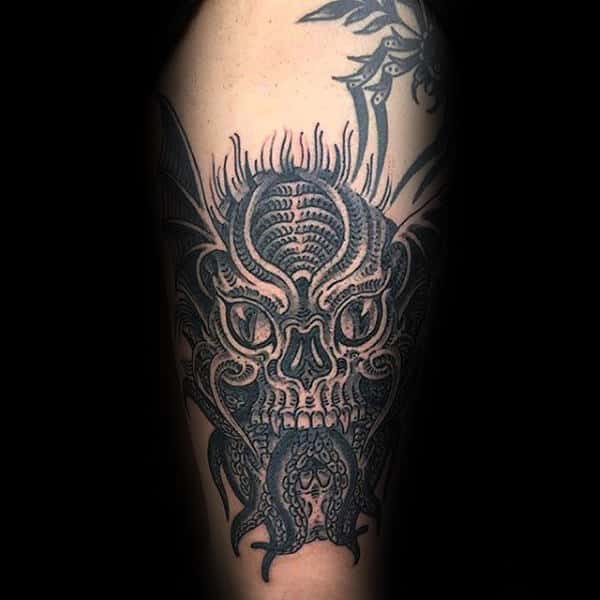 Old School Guys Cthulhu Arm Tattoos