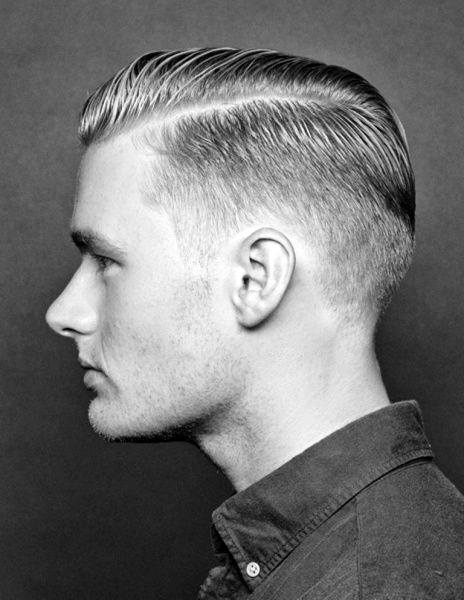 Old School Guys Low Fade Hard Part Hairstyle