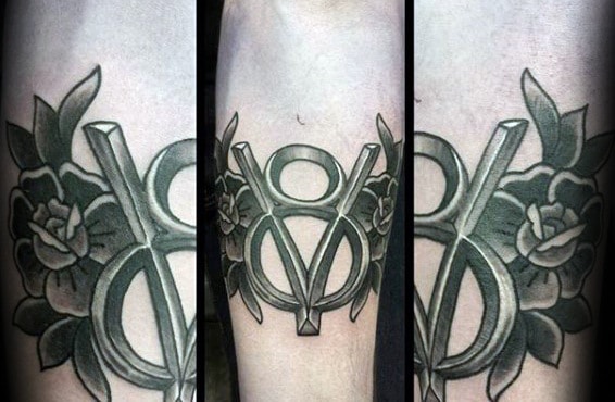 Old School Guys Retro V8 Rose Flower Inner Forearm Tattoos