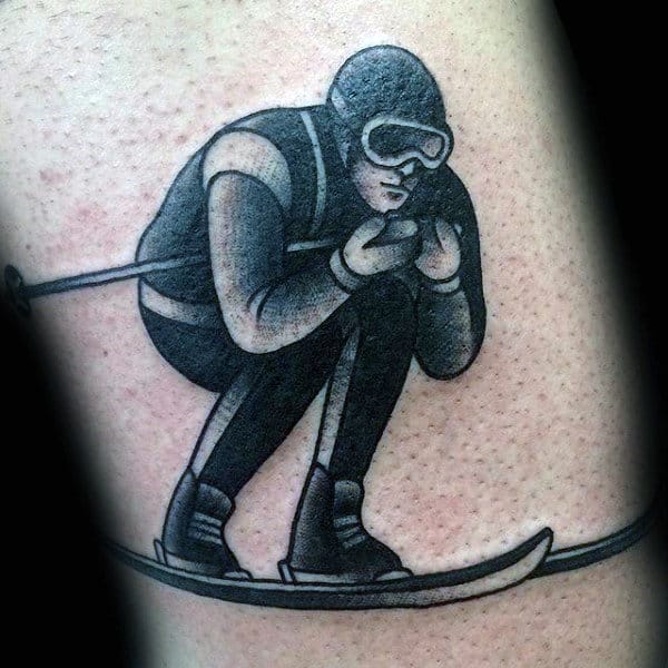 Old School Guys Skiier Small Tattoo Ideas