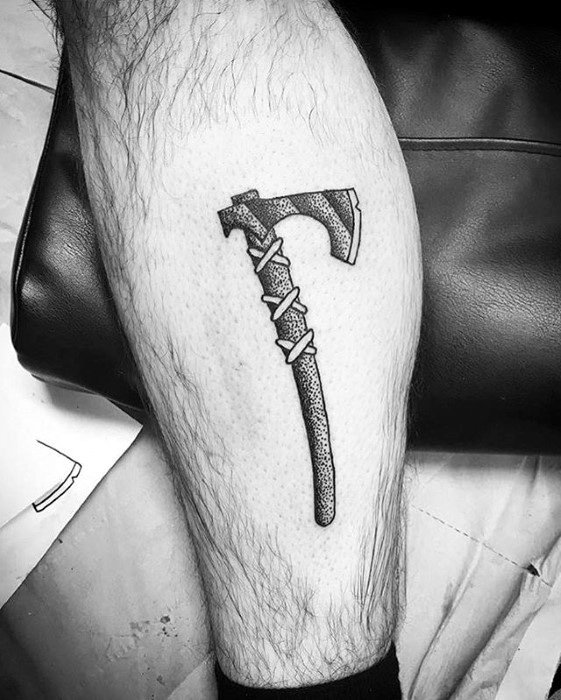 Old School Leg Mens Axe Tattoo Design Ideas