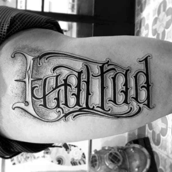 Old School Loyalty Font Mens Tattoo Ideas