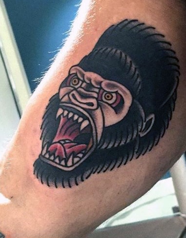 Old School Manly Gorilla Tattoo Design Inspiration
