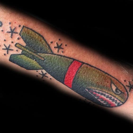 Old School Missle Mens Army Forearm Tattoo
