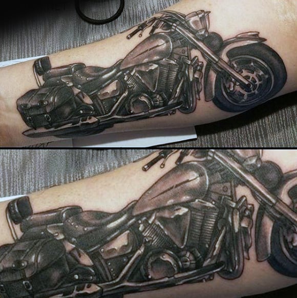 Old School Motorcycle Mens Forearm Biker Tattoos
