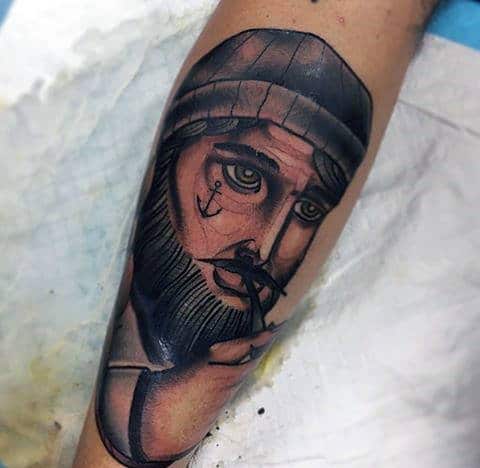 Old School Nautical Sailor Mens Leg Tattoo