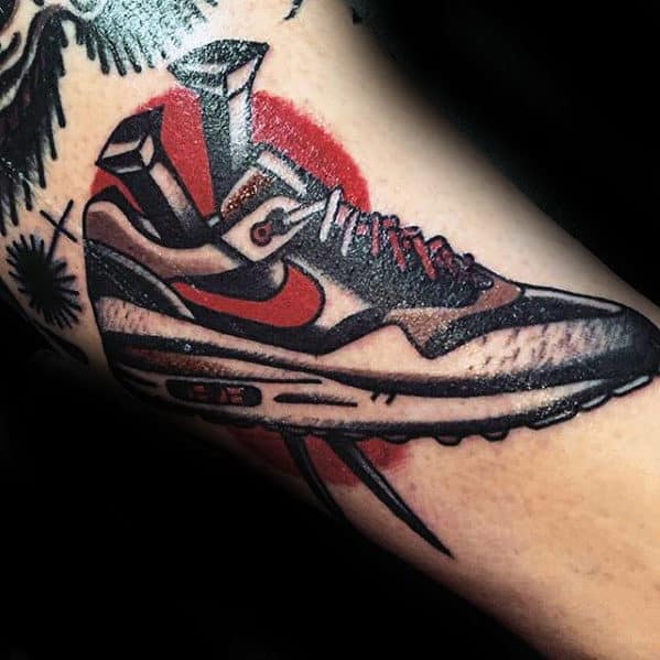 Old School Nike Shoes With Spikes Mens Arm Tattoo