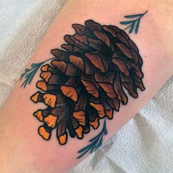 Old School Pine Cone Guys Forearm Tattoo