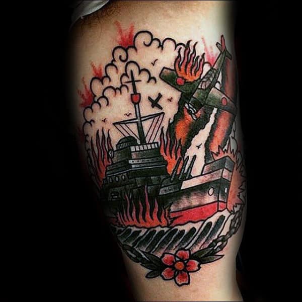 Old School Retro Ww2 Mens Navy Tattoos On Arm