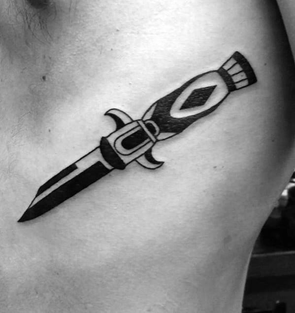 Old School Rib Cage Side Guys Switchblade Tattoos