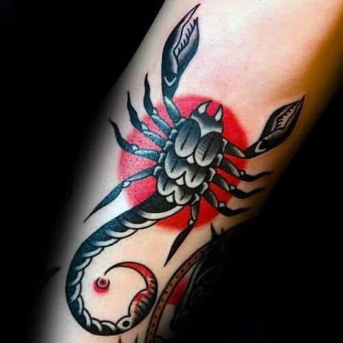 Old School Scorpio Forearm Tattoos For Guys