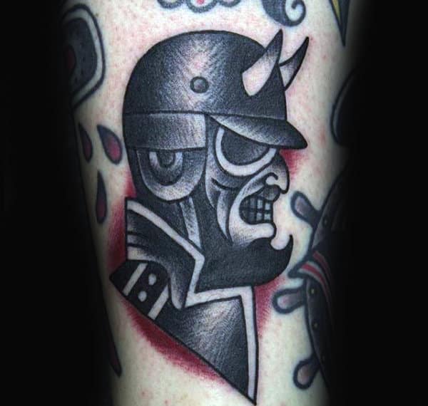 Old School Shaded Devil Biker Mens Arm Tattoo