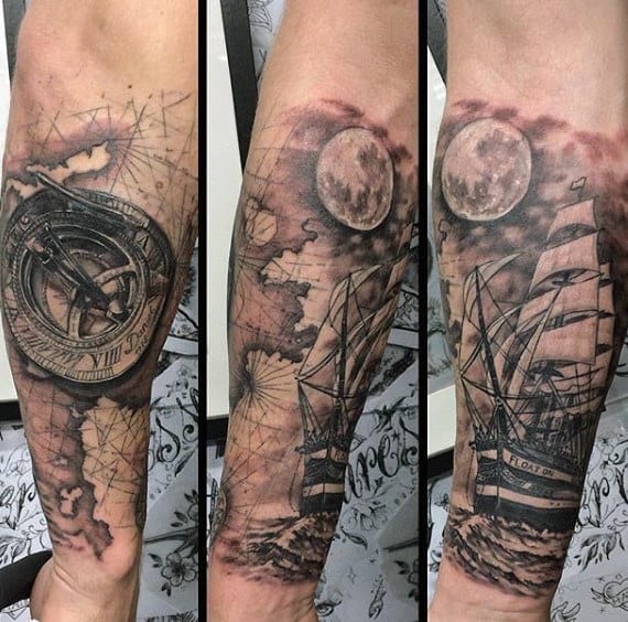 Old School Ship Tattoo For Men
