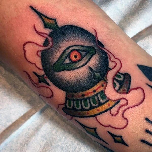 Old School Small Creative Crystal Ball Tattoos For Men On Forearm
