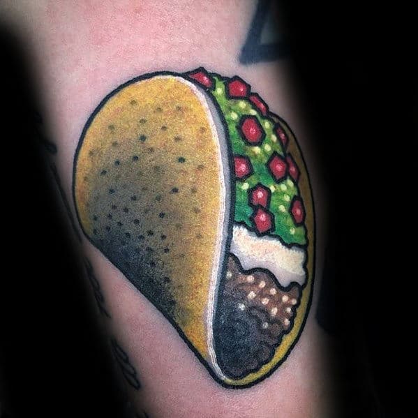 Old School Small Taco Tattoo Design Ideas For Men On Arm