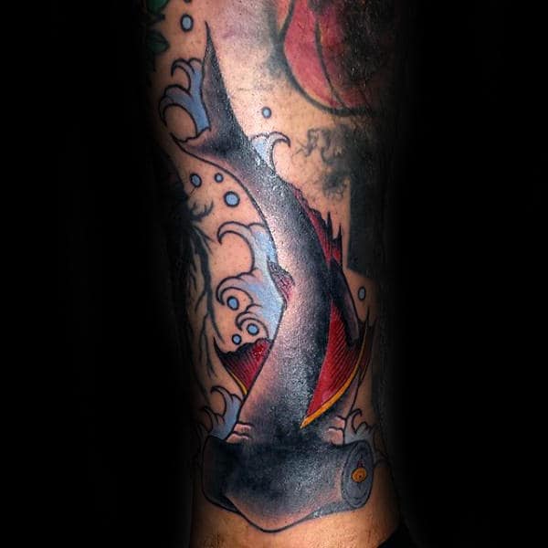 Old School Swimming Hammerhead Shark Forearm Guys Tattoos