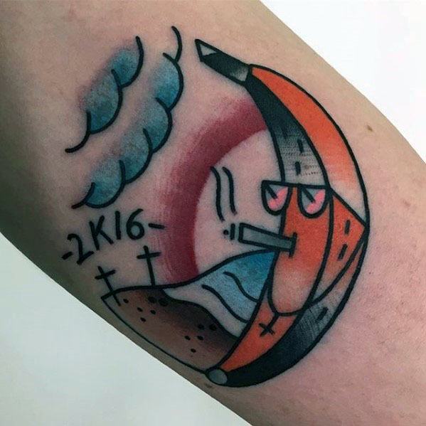 Old School Traditional Banana Mens Tattoo Ideas