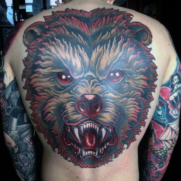 Old School Traditional Bear Head Epic Tattoo Designs For Guys
