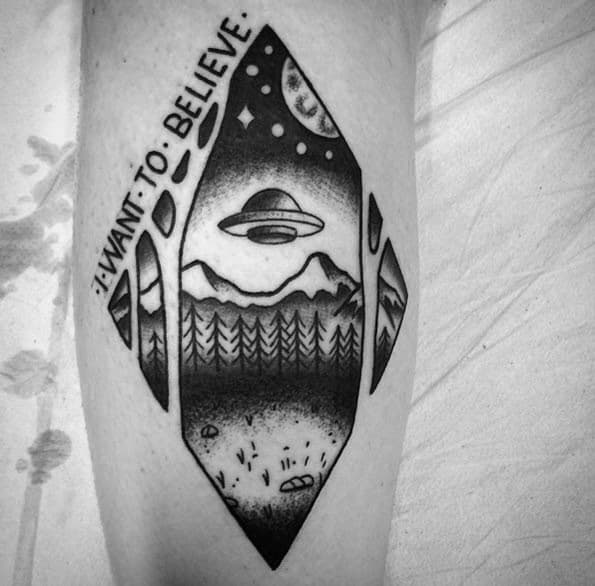 Old School Traditional Forearm I Want To Believe Male Tattoo Designs