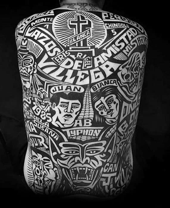 Old School Traditional Full Back Amazing Mens Great Tattoo Designs