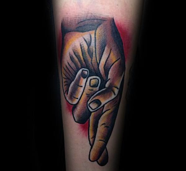 Old School Traditional Inner Forearm Male Fingers Crossed Tattoo Ideas