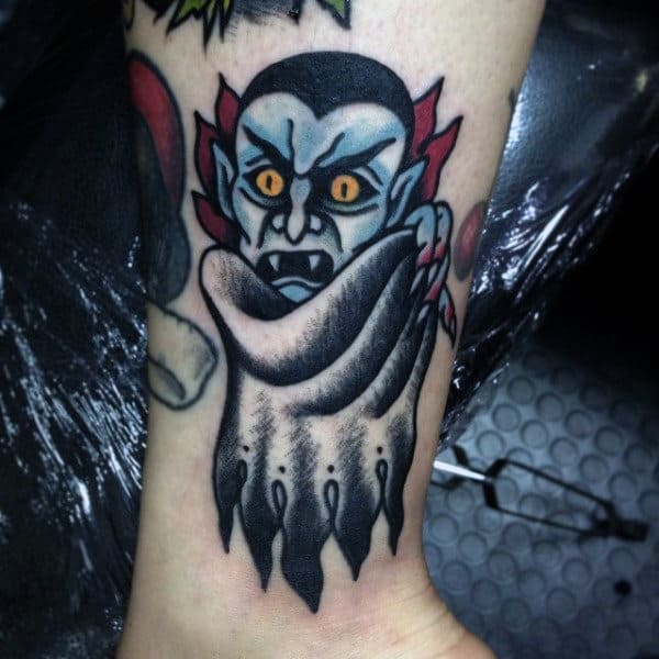 Old School Wrist Mens Vampire Bat Tattoo