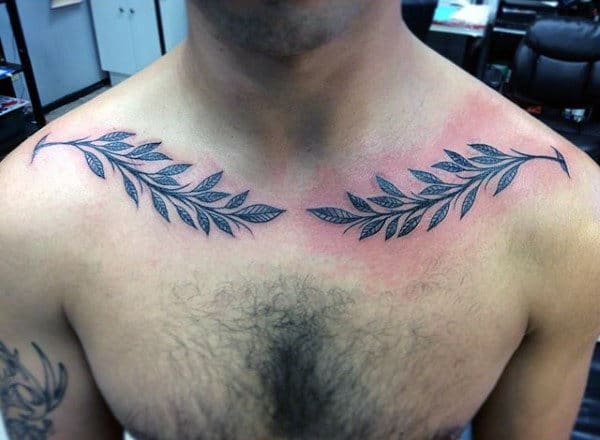 Olive Branch Mens Collar Bone Tattoos
