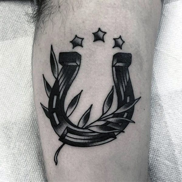 Olive Branch Traditional Horseshoe Guys Inner Arm Tattoo