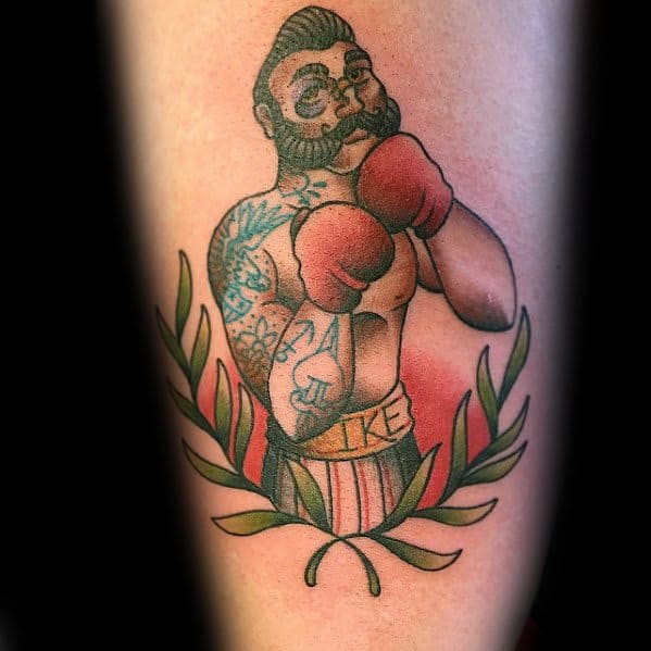 Olive Branch With Boxer Mens Arm Traditional Tattoos