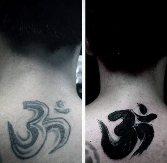 Om Brush Stroke Mens Back Tattoo