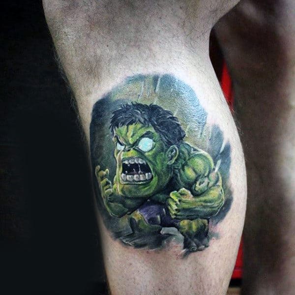 One Eyed Hulk Tattoo Male Legs