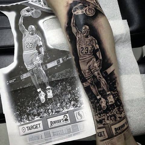 One Handed Dunk Mens Jordan Leg Tattoos